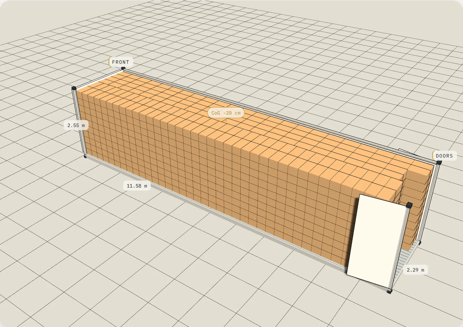 3D load plan: 1, 40' reefer HC