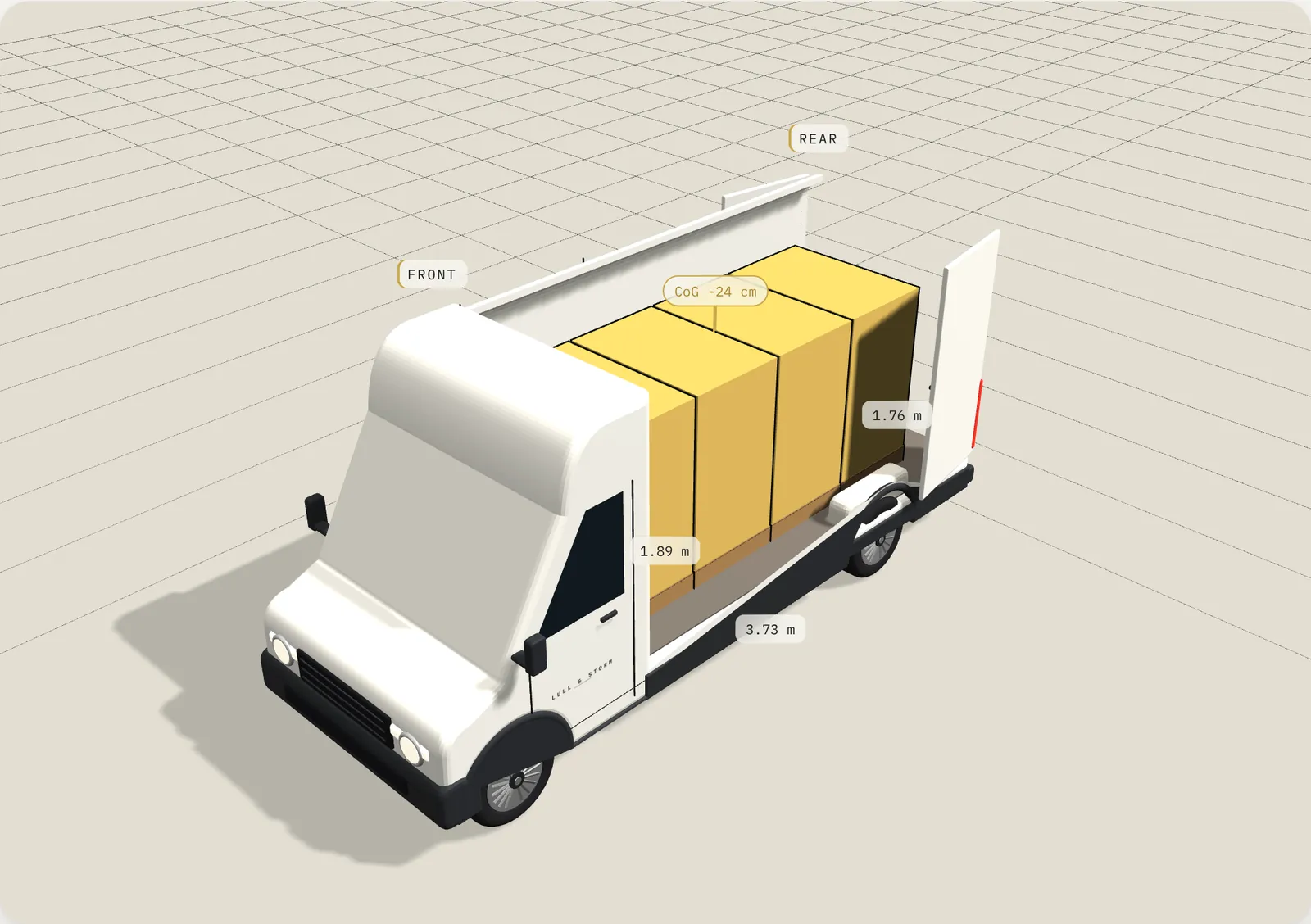 3D load plan: 4 EUR pallets, L3H2 panel van